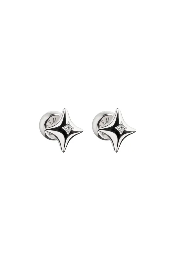 Earrings Halo Star Stud Earrings, diamonds, white gold for a unique and sophisticated look