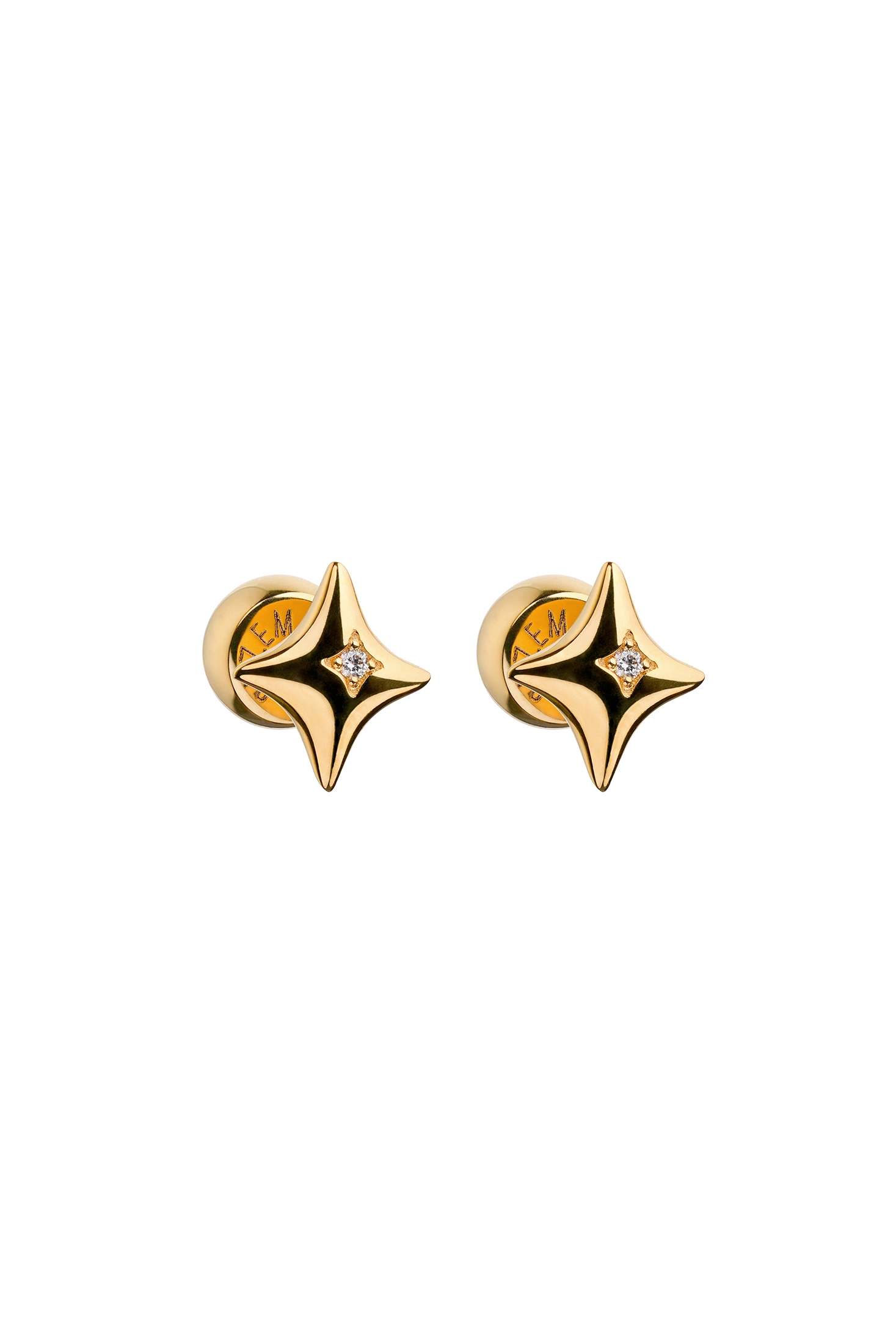 Earrings Halo Star Stud Earrings, diamonds, yellow gold for a unique and sophisticated look