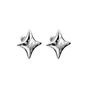 Cluster Star Stud Earrings, diamonds, white gold