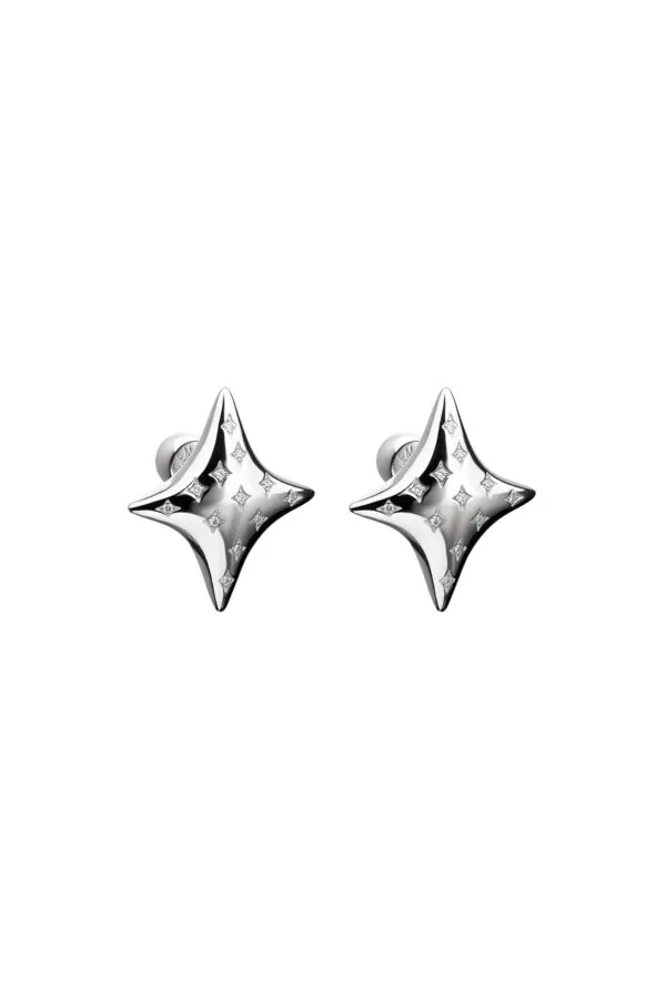 Earrings Cluster Star Stud Earrings, diamonds, white gold for stylish and elegant looks