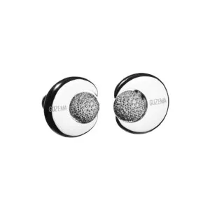 Moon and Sun Stud Earrings, diamonds, white gold