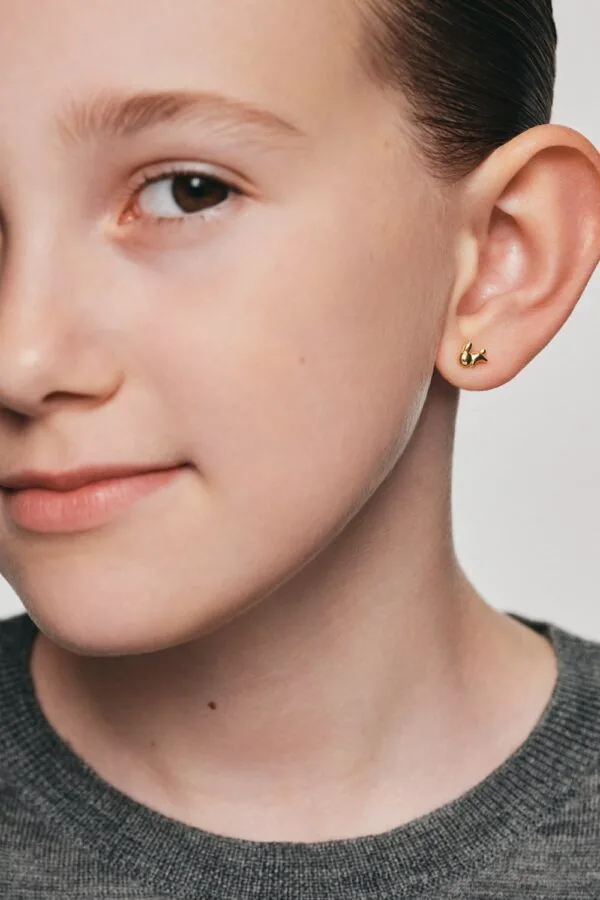 Earrings Rabbit Stud Earrings, yellow gold for stylish and elegant looks
