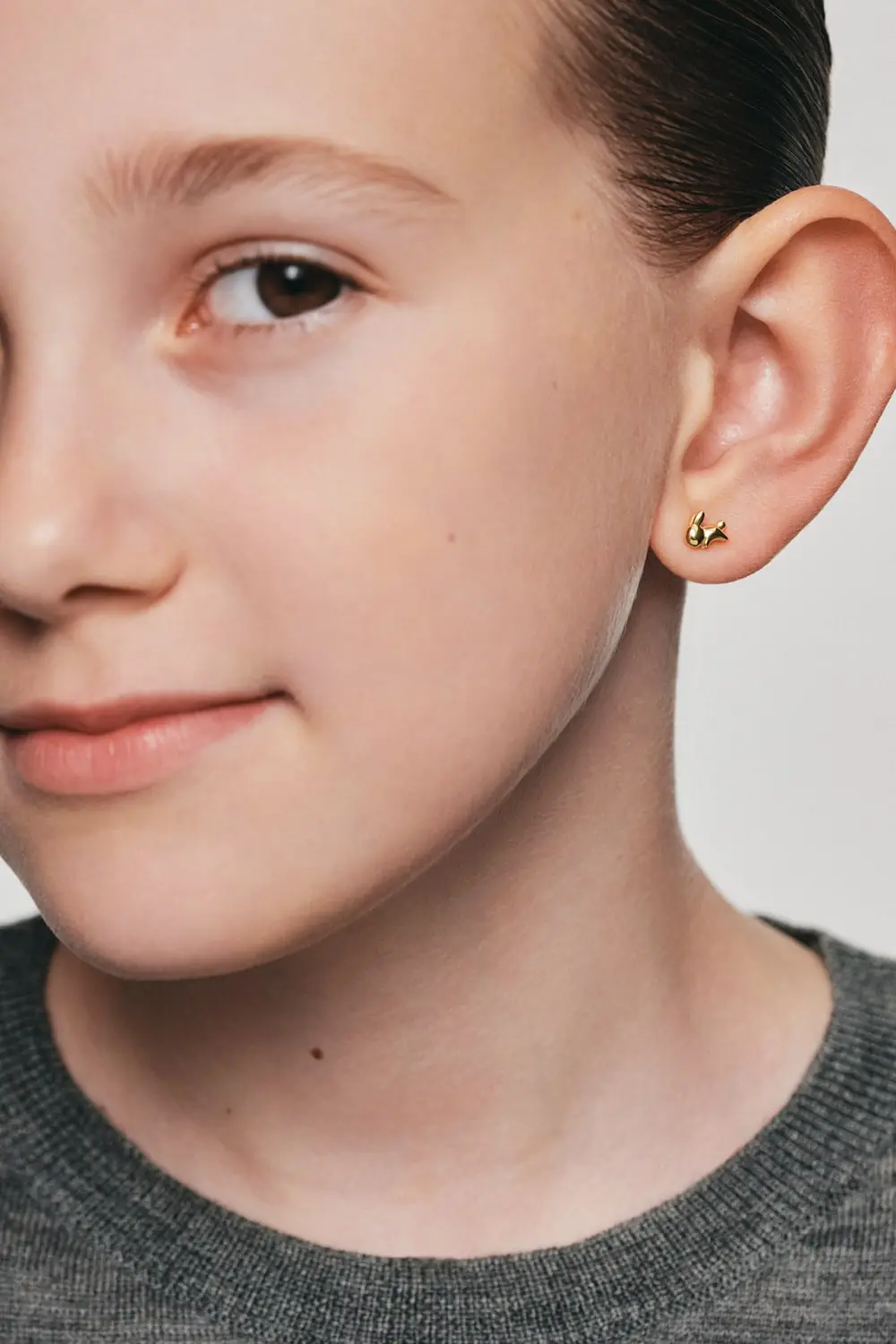 Earrings Rabbit Stud Earrings, yellow gold for stylish and elegant looks