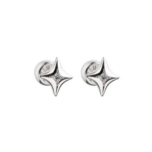Mini Star Stud Earrings, white gold