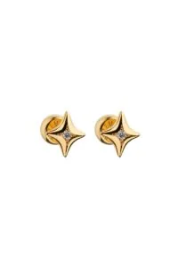 Earrings Mini Star Stud Earrings, yellow gold with timeless design by Guzema