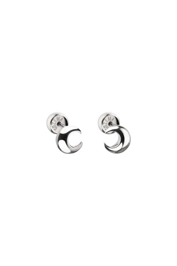 Earrings Mini Moon Stud Earrings, white gold for stylish and elegant looks