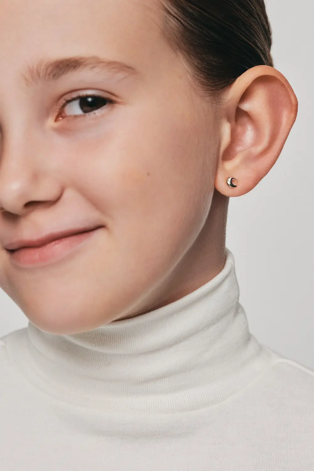 Earrings Mini Moon Stud Earrings, white gold for stylish and elegant looks