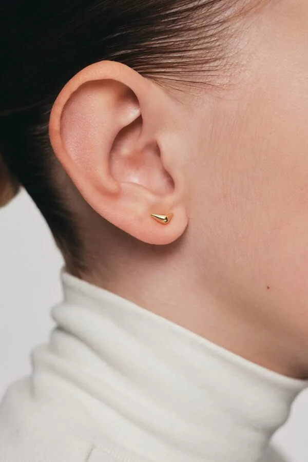 Earrings Mini Bird Girl Stud Earrings, yellow gold with timeless design by Guzema