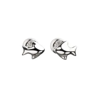 Fish Stud Earrings, white gold